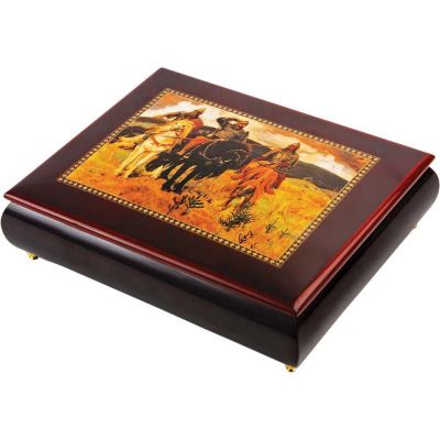 Шкатулка Три богатыря, красное дерево-0