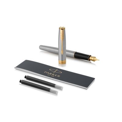 Ручка перьевая Parker Sonnet Core Stainless Steel GT, серебристый/золотистый-4