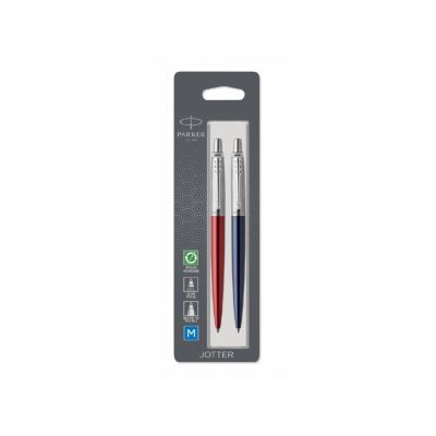 Набор из 2х ручек : Parker Jotter London Parker Jotter Essential, Kensington Red CT и Jotter Essential, Royal Blue CT, стержень: M-0