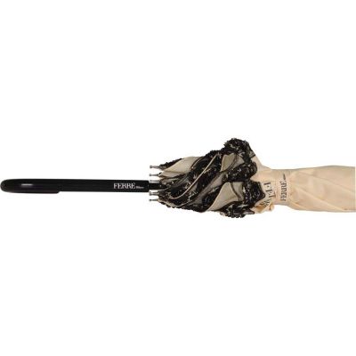 Зонт-трость Ferre, полуавтомат, бежевый/черный-1