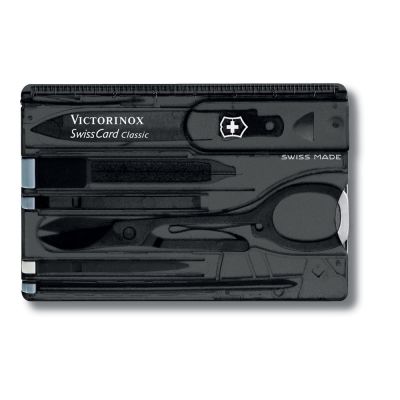Швейцарская карточка VICTORINOX SwissCard Classic, 10 функций, полупрозрачная чёрная-1