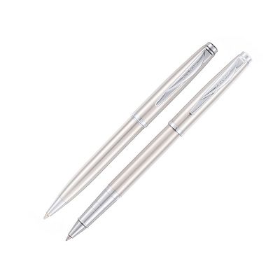 Набор Pierre Cardin PEN&PEN: ручка шариковая + роллер. Цвет - серебристый. Упаковка Е.-0