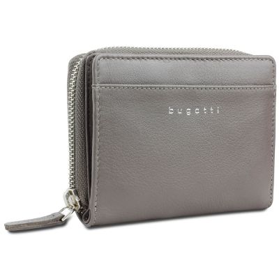 Кошелёк женский BUGATTI Lady Top, на молнии, серый, натуральная воловья кожа, 12х2,5х9 см-0