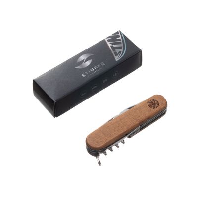 Нож перочинный Stinger, 90 мм, 13 функций, материал рукояти: древесина сапеле-5