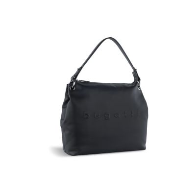 Сумка наплечная женская BUGATTI Daphne, чёрный цвет, воловья кожа/полиэстер, 34х13х30 см-0