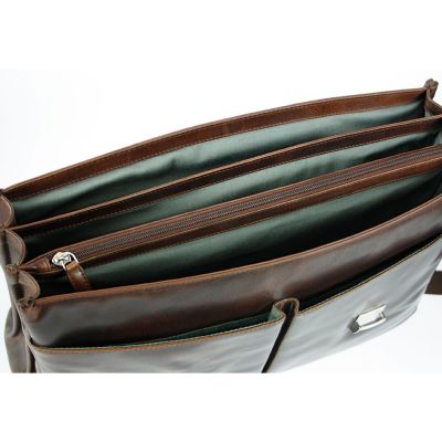 Портфель BUGATTI Romano 15'', коричневый, натуральная воловья кожа, 43х13х32 см-2