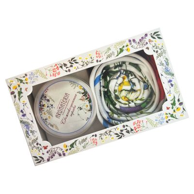 Набор: платок Русский полевой букет и свеча Цветы и травы-2