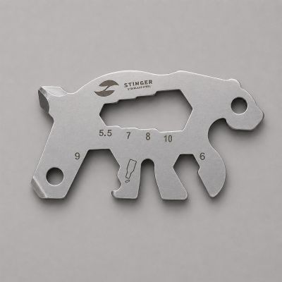 Мини-мультитул карманный Stinger, 55 x 35 мм, 5 функций, медведь, нержавеющая сталь, серебристый, в блистере-0