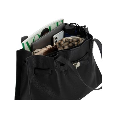 Сумка наплечная женская BUGATTI Chiara, чёрная, полиуретан, 37,5х15х28 см-3