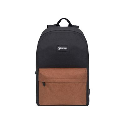 Рюкзак TORBER GRAFFI, черный с карманом коричневого цвета, полиэстер меланж, 42 х 29 x 19 см-0