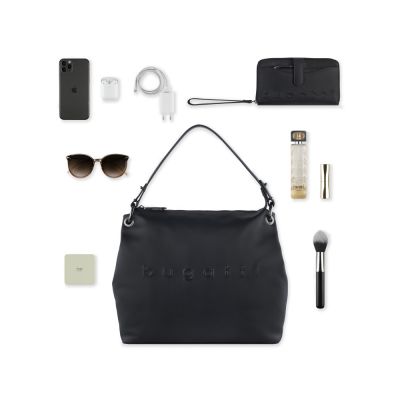 Сумка наплечная женская BUGATTI Daphne, чёрный цвет, воловья кожа/полиэстер, 34х13х30 см-4