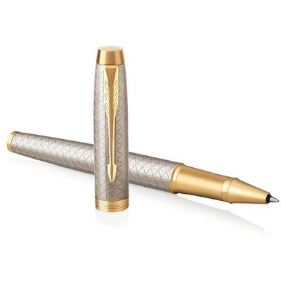 Ручка роллер Parker IM Premium Warm Silver (grey)  GT, стержень: F, цвет чернил: black, в подарочной упаковке.-3