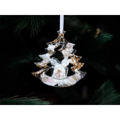 Елочные игрушки ( Снегирь+ Олень+ Ель) Розовый кварц-9