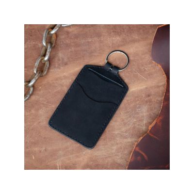 Кожаный бейдж для пропуска, черный-1