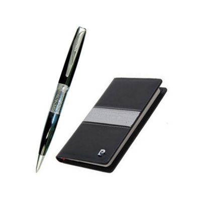 Набор: ручка шариковая, записная книжка. Pierre Cardin, черный/серый-0