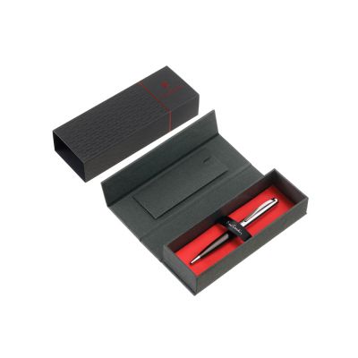 Ручка шариковая Pierre Cardin LEO, цвет - серебристый и черный. Упаковка B-1-4