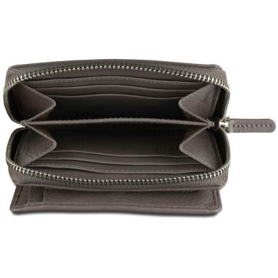 Кошелёк женский BUGATTI Lady Top, на молнии, серый, натуральная воловья кожа, 12х2,5х9 см-3