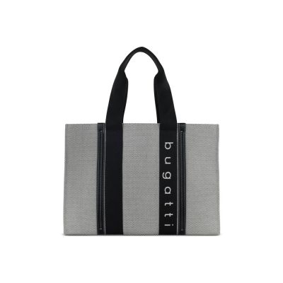 Сумка-тоут женская BUGATTI Ambra, серо-черный цвет, хлопок/полиэстер, 45х14х32 см-1