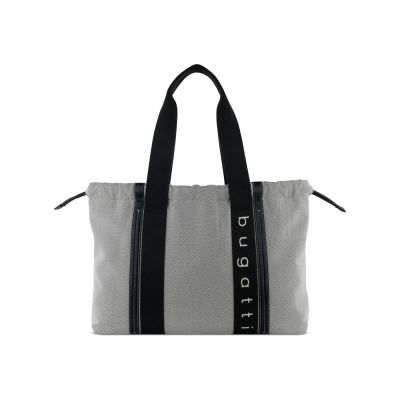 Сумка-шоппер женская BUGATTI Ambra, серо-черный цвет, хлопок/полиэстер, 45х10х34 см-1