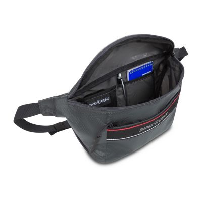 Сумка на пояс SWISSGEAR, серая, полиэстер с плетением рип-стоп, 38 x 5 x 15 см-3