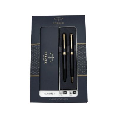 Набор из двух ручек Parker SONNET BLACK GT перьевая и шариковая ручка-1
