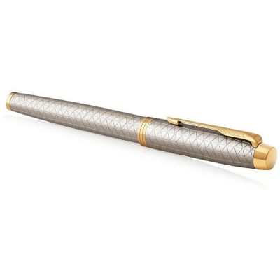 Ручка роллер Parker IM Premium Warm Silver (grey)  GT, стержень: F, цвет чернил: black, в подарочной упаковке.-4