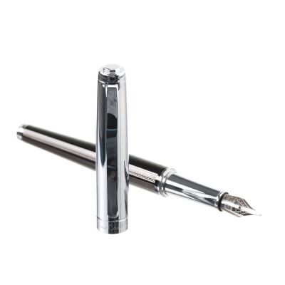 Ручка перьевая Pierre Cardin LEO, цвет - серебристый и черный. Упаковка B-1-6