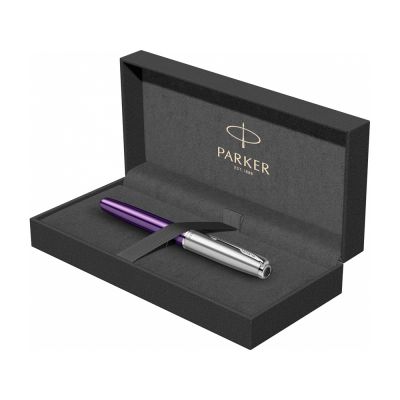 Ручка-роллер Parker Sonnet Essentials Violet SB Steel CT, цвет чернил black, перо: F, в подарочной упаковке.-7