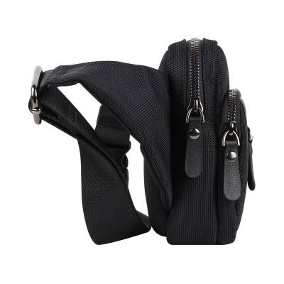 Сумка на пояс BUGATTI Nero, чёрная, нейлон 1680D/кожа, 20,5х6х15 см-3