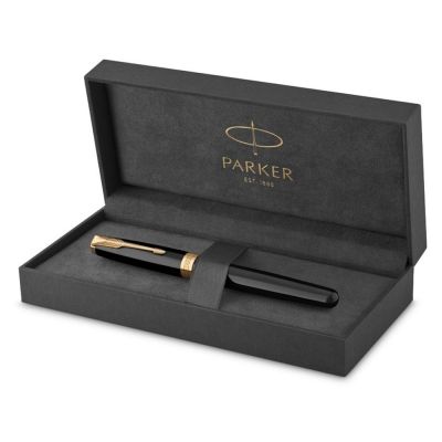 Перьевая ручка Parker Sonnet Black Lacquer GT, перо: F или М , цвет чернил: black, в подарочной упаковке-1