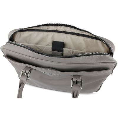 Портфель женский BUGATTI Bella, бежевый, воловья кожа/полиэстер, 38х6,5х27 см-4