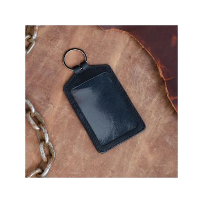 Кожаный бейдж для пропуска, черный-0