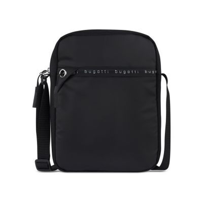 Сумка наплечная BUGATTI Blanc Delight, чёрная, нейлон RPET600D/тарпаулин/полиэстер, 20х6х26 см, 2 л-1