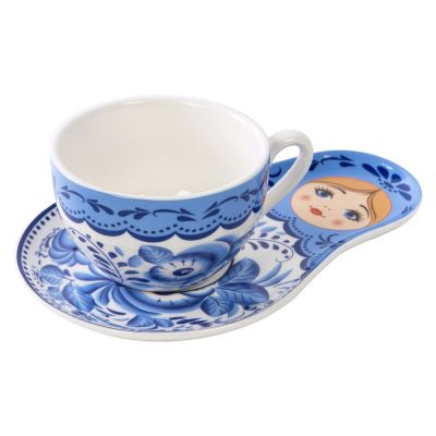 Набор Гжель: чайная пара, варенье-1