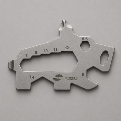 Мини-мультитул карманный Stinger, 61 x 35 мм, 5 функций, кабан, нержавеющая сталь, серебристый, в блистере-0