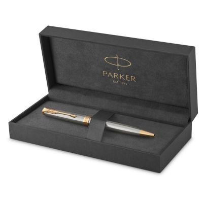 Ручка шариковая Parker Sonnet Core Stainless Steel GT, серебристый/золотистый-3