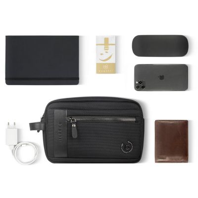 Несессер мужской BUGATTI Nero, чёрный, нейлон 1680D/кожа, 24х7,5х16 см-7