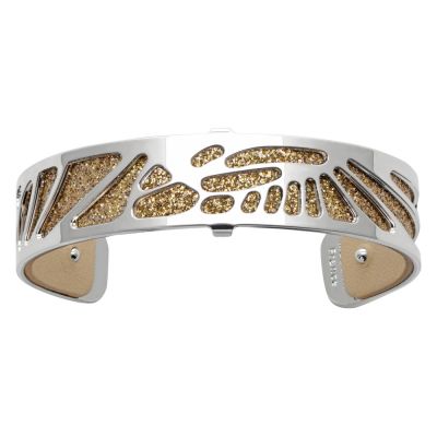 Браслет-бэнгл из латуни с гальваническим покрытием белым родием и серебром, 14мм-0