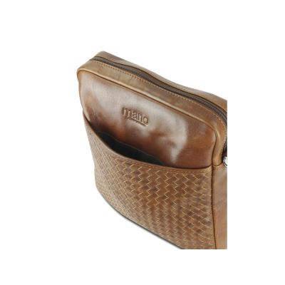 Сумка через плечо Mano Don Luca, натуральная кожа в коньячном цвете, 23 х 26,5 х 4,5 см-3