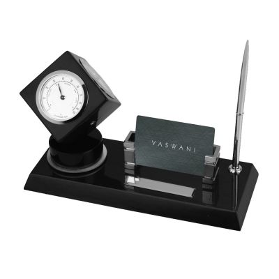 Настольный прибор с погодной станцией Магдебург, черный-1