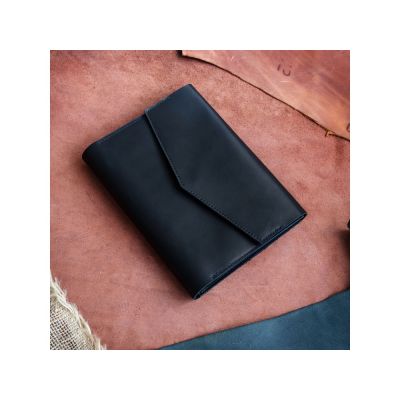 Блокнот кожаный А5 на кольцах, черный-0