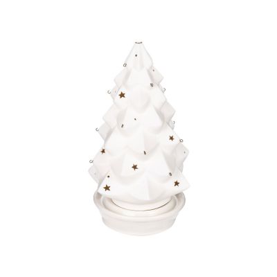 Подсвечник Новогодняя Ель (бисквит) с росписью игрушек золотом-3