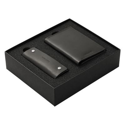 Подарочный набор Long River: обложка для паспорта, ключница, черная коробка-1