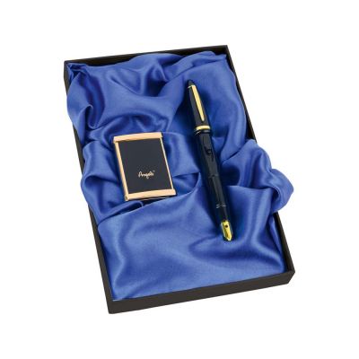 Набор: ручка-зажигалка, пепельница Акра, черный/золотистый-0