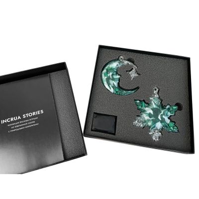 Елочные игрушки (Полумесяц+Снежинка) Авантюрин зеленый-1