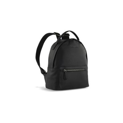 Рюкзак женский BUGATTI Bella, чёрный, воловья кожа/полиэстер, 24,5х12х27 см-0