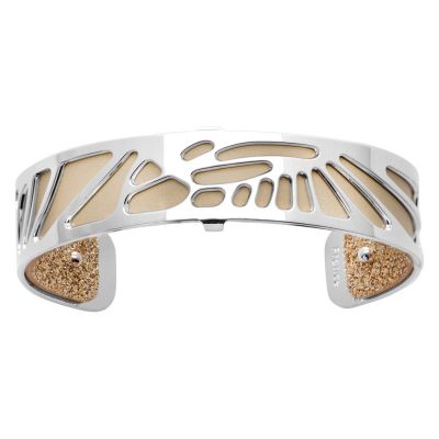 Браслет-бэнгл из латуни с гальваническим покрытием белым родием и серебром, 14мм-1