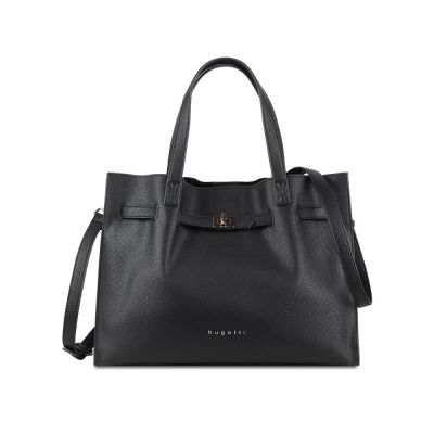 Сумка наплечная женская BUGATTI Chiara, чёрная, полиуретан, 37,5х15х28 см-1