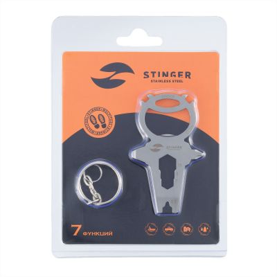 Мини-мультитул карманный Stinger, 68 x 41 мм, 7 функций, космонавт, нержавеющая сталь, серебристый, в блистере-2