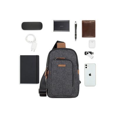 Рюкзак с одним плечевым ремнем BUGATTI Luce, серый, полиэстер, 17х6х27 см-6